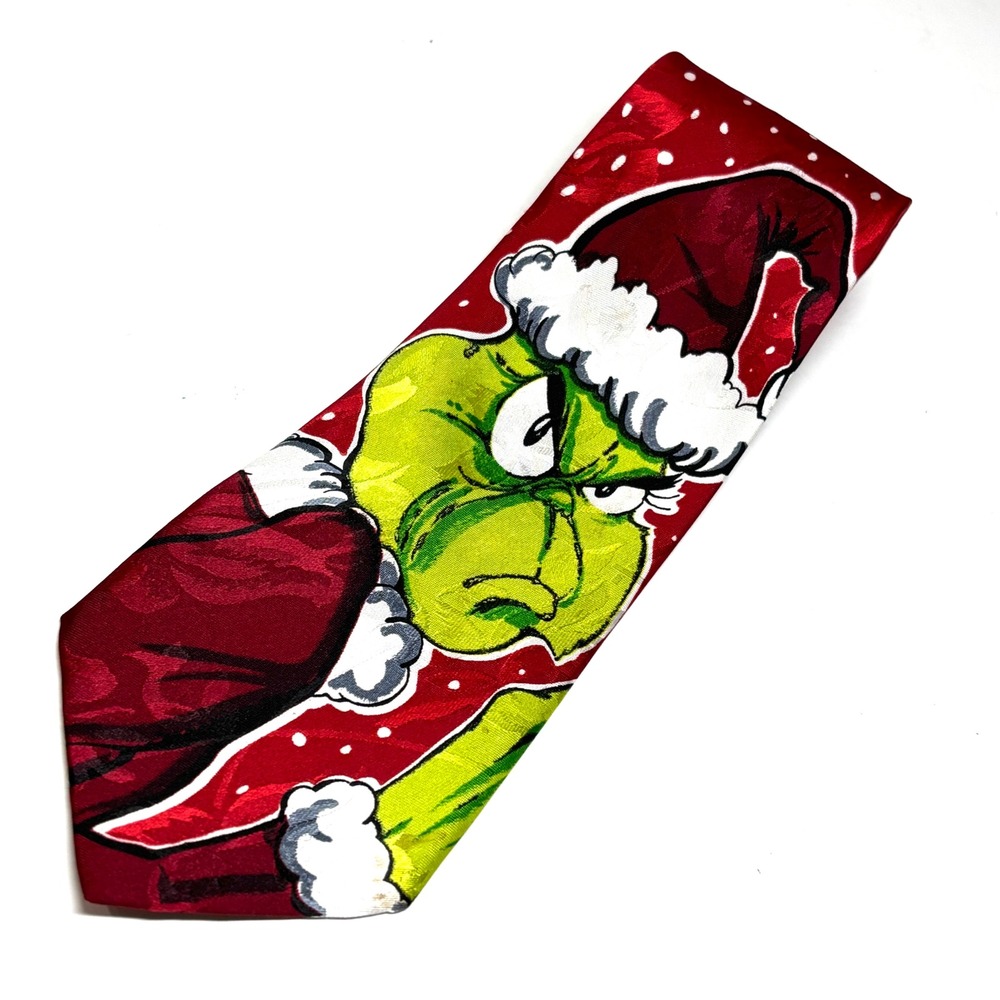Dr.‎ Seuss The Grinch Necktie Mens OS Red Christmas Holiday Novelty Tie Festive